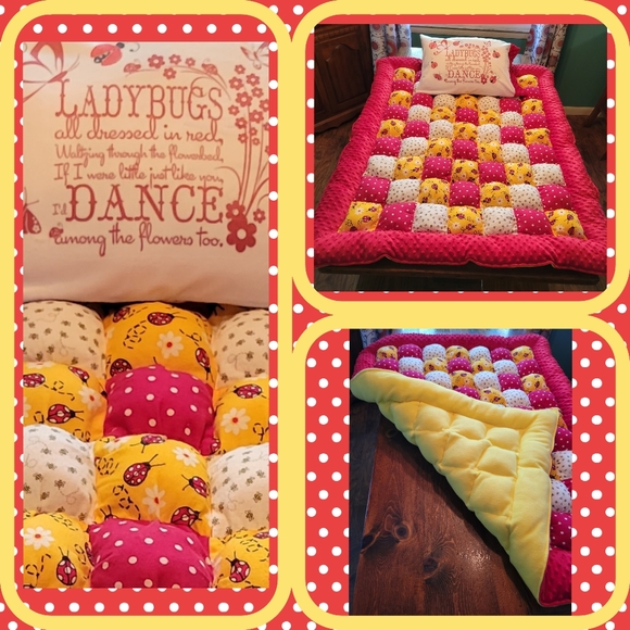 Ultimate Girl's Sensory Puff Quilt w/Matching Pillow Case - Picture 4 of 6